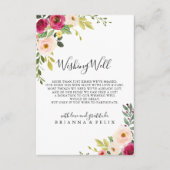 Groen Roze Blush Bloemen Bruiloft Wishing Well Informatiekaartje (Voorkant)