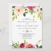 Groen Roze Blush Bloemen Casual Bruiloft Kaart (Voorkant)