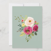 Groen Roze Blush Bloemen Casual Bruiloft Kaart (Achterkant)