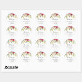 Groen Roze Blush Bloemen Dank u bruiloft gunst Ronde Sticker (Vel)