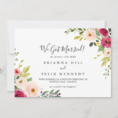 Groen Roze Blush Bloemen Elopement Aankondiging (Voorkant)