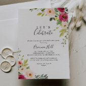 Groen Roze Blush Bloemen Laten we feest vieren Kaart