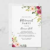 Groen Roze Blush Bloemen Pensioen Party Kaart (Voorkant)