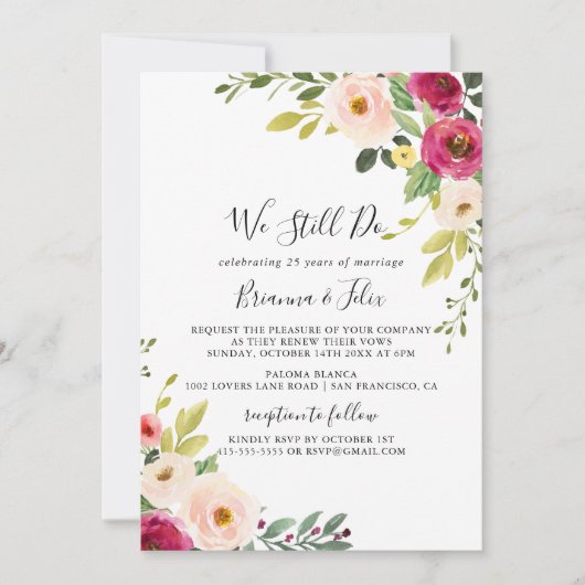 Groen Roze Blush Bloemen We doen nog steeds geloft Kaart (Voorkant)