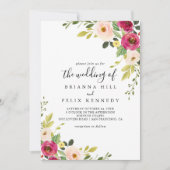 Groen Roze Blush Bloesem De bruiloft van Kaart (Voorkant)