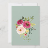 Groen Roze Blush Bloesem De bruiloft van Kaart (Achterkant)