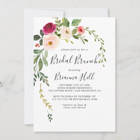 Groen Roze Blush Bruids Brunch Vrijgezellenfeest Kaart (Voorkant)