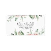 Groen Roze Blush Floral RSVP Adres Label (Voorkant)