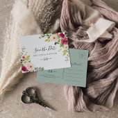 Groen Roze Blush Horizontaal Save the Date Briefkaart