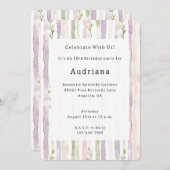 Groen Roze Blush Paars Bloem Strepen Verjaardag  Kaart (Voorkant / Achterkant)