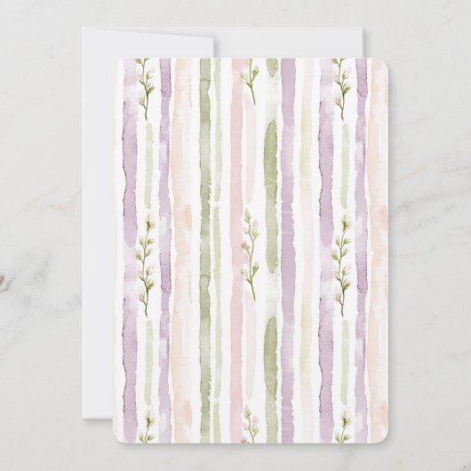 Groen Roze Blush Paars Bloem Strepen Verjaardag  Kaart (Achterkant)