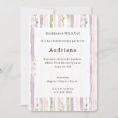 Groen Roze Blush Paars Bloem Strepen Verjaardag  Kaart (Voorkant)