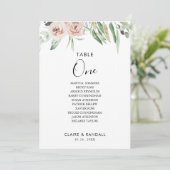 Groen roze Blush Roos Tabel Nummer 1 Zitkuur Kaart (Staand voorkant)