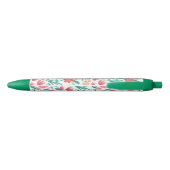 Groen Roze Boheemse Bloemendieet Monogrammed Blauwe Inkt Pen (Achterkant)