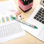 Groen Roze Boheemse Bloemendieet Monogrammed Blauwe Inkt Pen