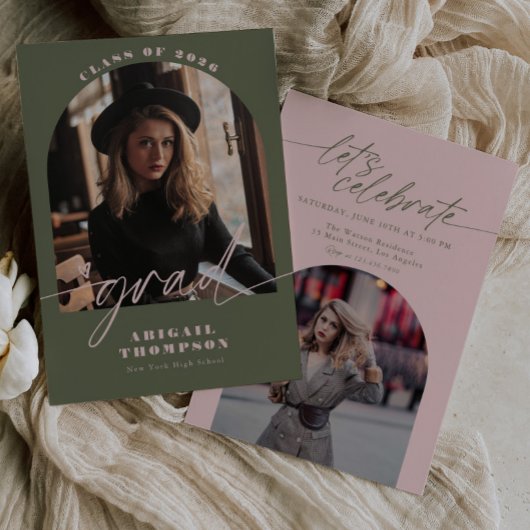 Groen & Roze Boog Foto Script Afstuderen Kaart