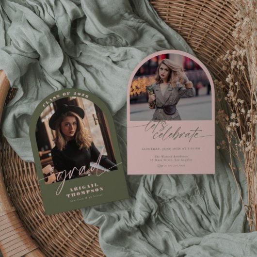 Groen & Roze Boog Foto Script Afstuderen Kaart
