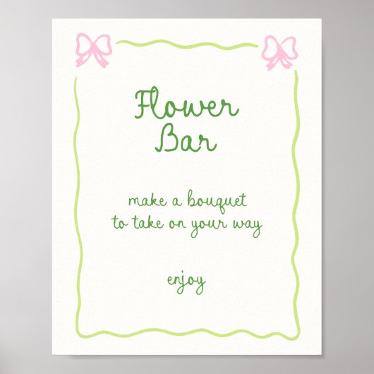 Groen Roze Boog Lijst Handgeschreven Bloembalk Poster (Voorkant)