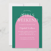 Groen Roze Boog Meisjes Weekend Bachelorette Party Kaart (Voorkant)