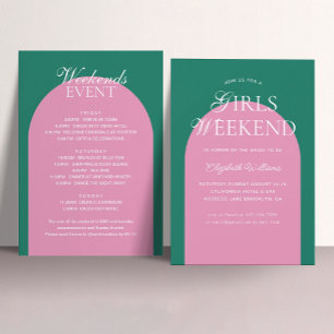Groen Roze Boog Meisjes Weekend Bachelorette Party Kaart