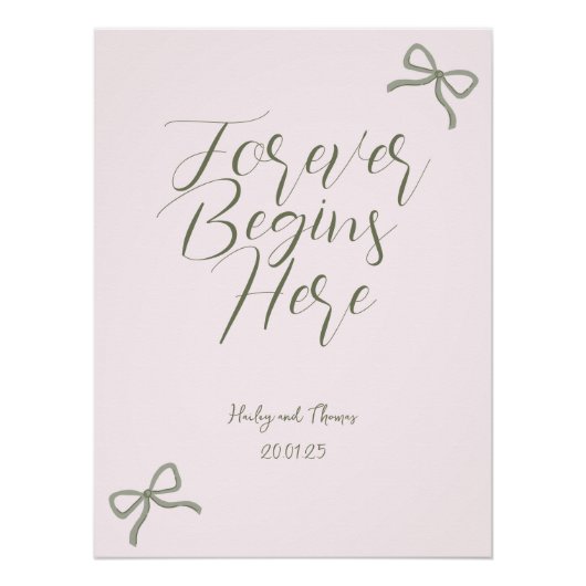 Groen & Roze Boog Trouwbord Perfect Poster (Voorkant)