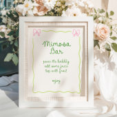Groen Roze Bow Lijst Handgeschreven Mimosa Bar Poster