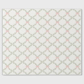 Groen Roze Bow Trellis Cadeaupapier (Vlak)