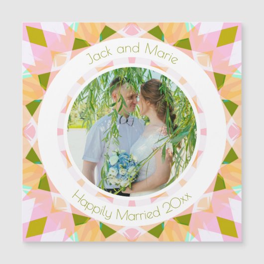  Groen Roze Bruiloft Keepsake Foto Gift (Voorkant)