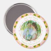 Groen Roze Bruiloft Keepsake Foto Gift Magneet (Voorkant / Achterkant)