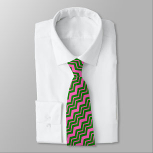 Groen Roze Chevron Zigzag Design  Stropdas