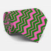 Groen Roze Chevron Zigzag Design  Stropdas (Opgerold)