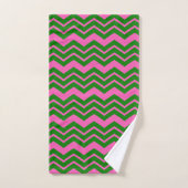 Groen Roze Chevron Zigzag Ontwerp Bad Handdoek (Handdoek)