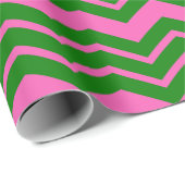 Groen Roze Chevron Zigzag Ontwerp  Cadeaupapier (Rol Hoek)