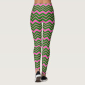 Groen Roze Chevron Zigzag Ontwerp  Leggings (Achterkant)