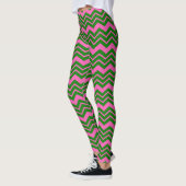 Groen Roze Chevron Zigzag Ontwerp  Leggings (Links)