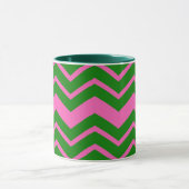 Groen Roze Chevron Zigzag Ontwerp  Mok (Midden)