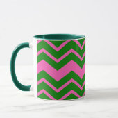 Groen Roze Chevron Zigzag Ontwerp  Mok (Links)