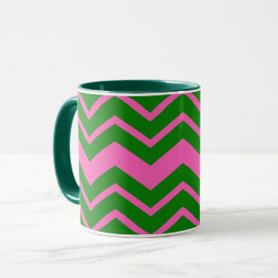Groen Roze Chevron Zigzag Ontwerp Mok