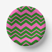 Groen Roze Chevron Zigzag Ontwerp  Papieren Kommen (Voorkant)