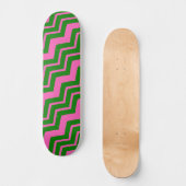 Groen Roze Chevron Zigzag Ontwerp Persoonlijk Skateboard (Voorkant)