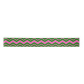 Groen Roze Chevron Zigzag Ontwerp Satijnen Lint (Voorkant)