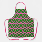 Groen Roze Chevron Zigzag Ontwerp  Schort (Voorkant)