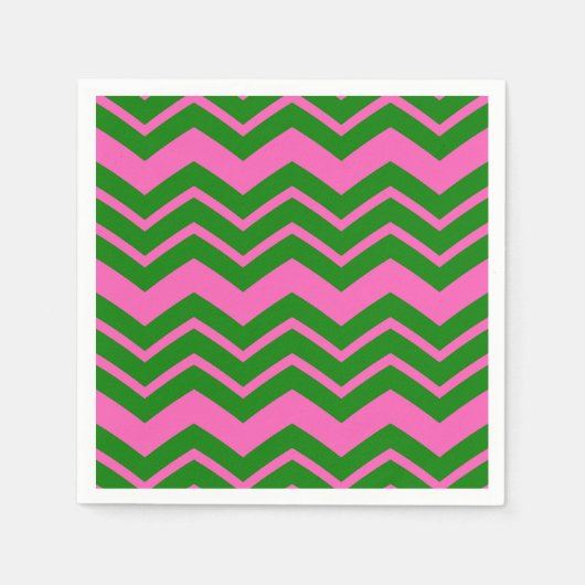 Groen Roze Chevron Zigzag Ontwerp  Servet (Voorkant)