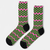 Groen Roze Chevron Zigzag Ontwerp Sokken (Links)