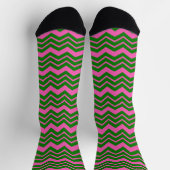 Groen Roze Chevron Zigzag Ontwerp Sokken (Top)