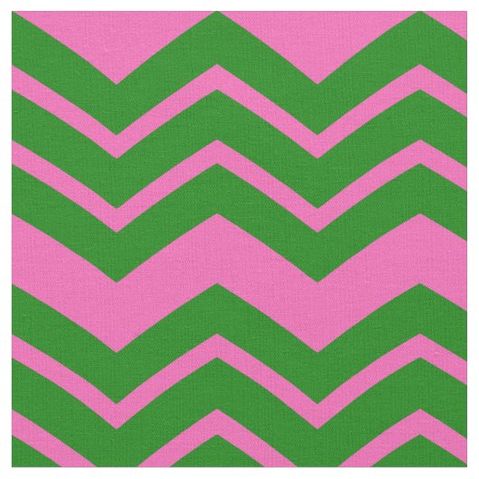 Groen Roze Chevron Zigzag Ontwerp  Stof (Close Up)