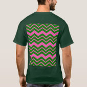 Groen Roze Chevron Zigzag Ontwerp  T-shirt (Achterkant)