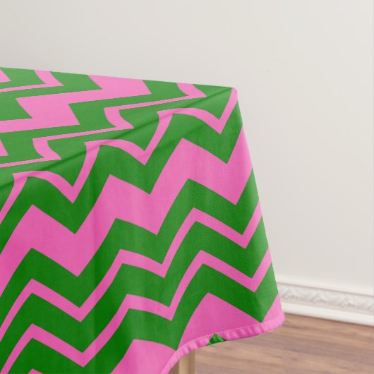 Groen Roze Chevron Zigzag Ontwerp  Tafelkleed (Voorbeeld)