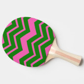 Groen Roze Chevron Zigzag Ontwerp  Tafeltennisbatje (Zijkant)