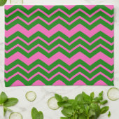 Groen Roze Chevron Zigzag Ontwerp Theedoek (Gevouwen)